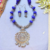 Oxidized Blue Cotton Necklace