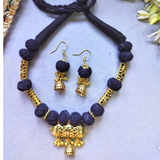 Oxidized Golden Black Cotton Necklace