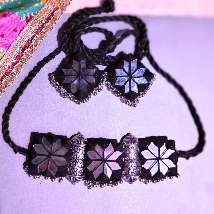 Black Fabric mirror choker