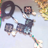 Black Fabric Mirror Necklace