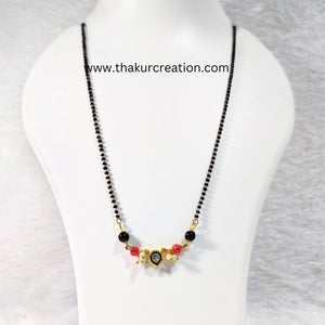 Red and Green Crystal Beads with Kundan 18" Mangulsutra