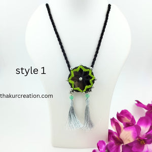5-1 Green Mirror Fabric Necklace Set