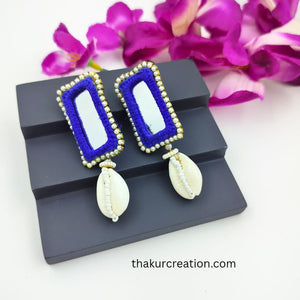 Blue Mirror Earrings with Kundi