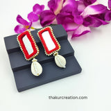 Red Mirror Earrings with Kundi