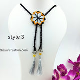 5-1 Yellow Mirror Fabric Necklace Set