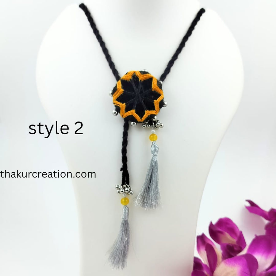 5-1 Yellow Mirror Fabric Necklace Set