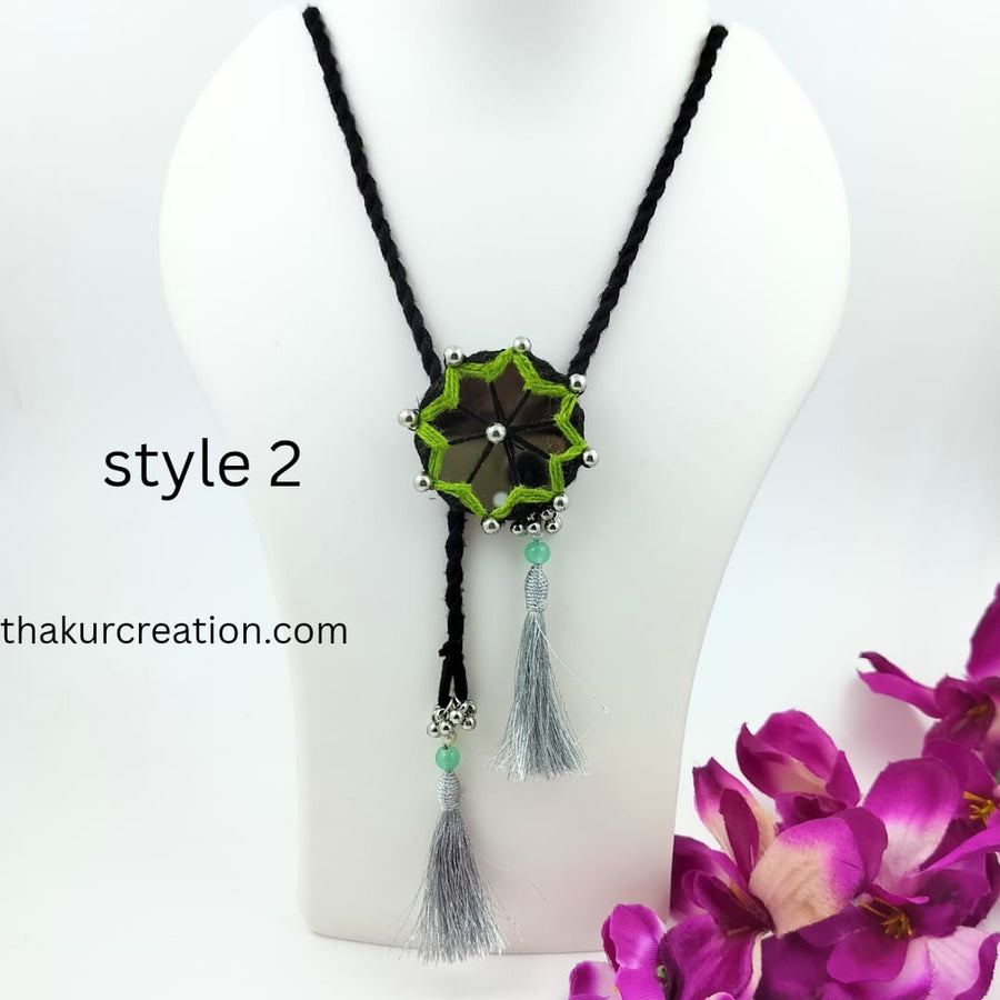 5-1 Green Mirror Fabric Necklace Set