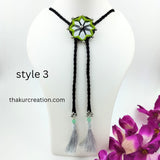 5-1 Green Mirror Fabric Necklace Set