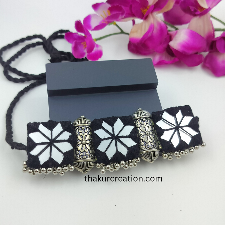 Black Fabric mirror choker