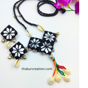 Black Fabric Mirror Necklace