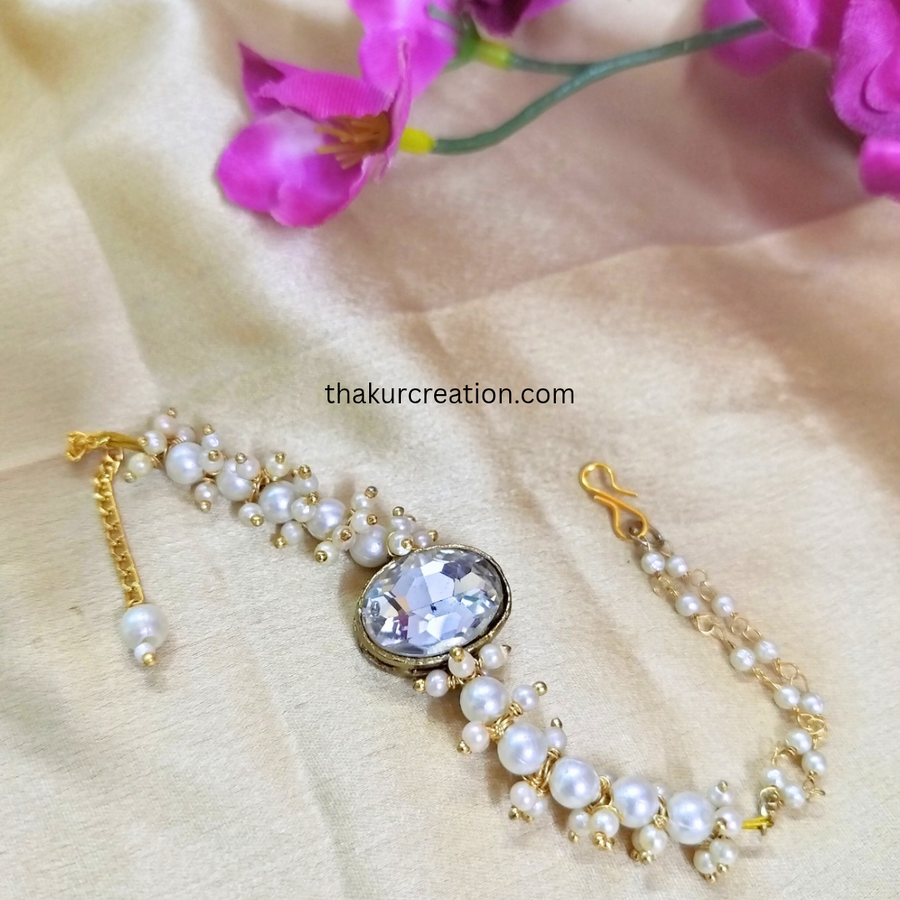 White Pearl Kundan Bracelet