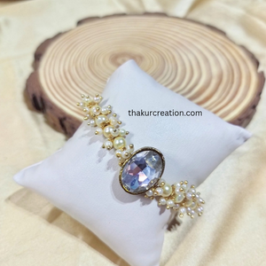 White Pearl Kundan Bracelet