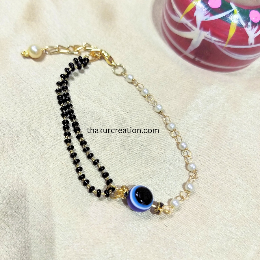 Pearl Chain with Evil Eye Hand Mangalsutra