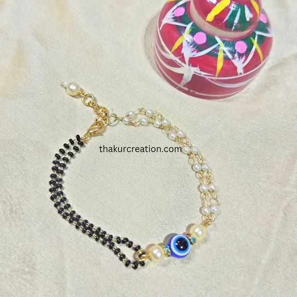 Pearl Chain with Evil Eye Hand Mangalsutra